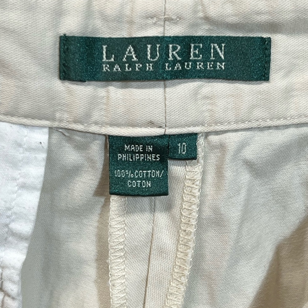 Ralph Lauren Off-White Cotton Trousers, high waist pants in seam 29.5 inches